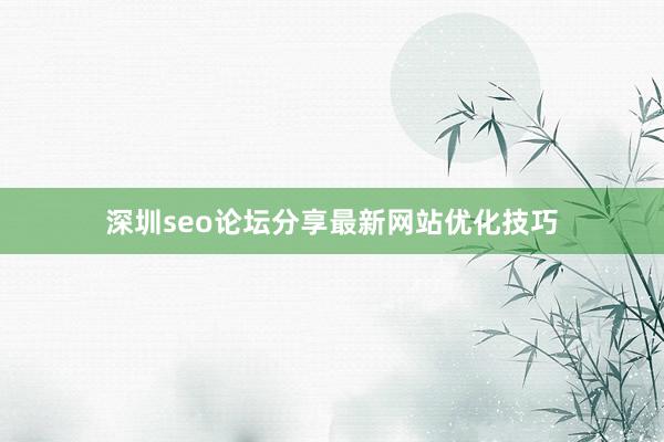 深圳seo论坛分享最新网站优化技巧